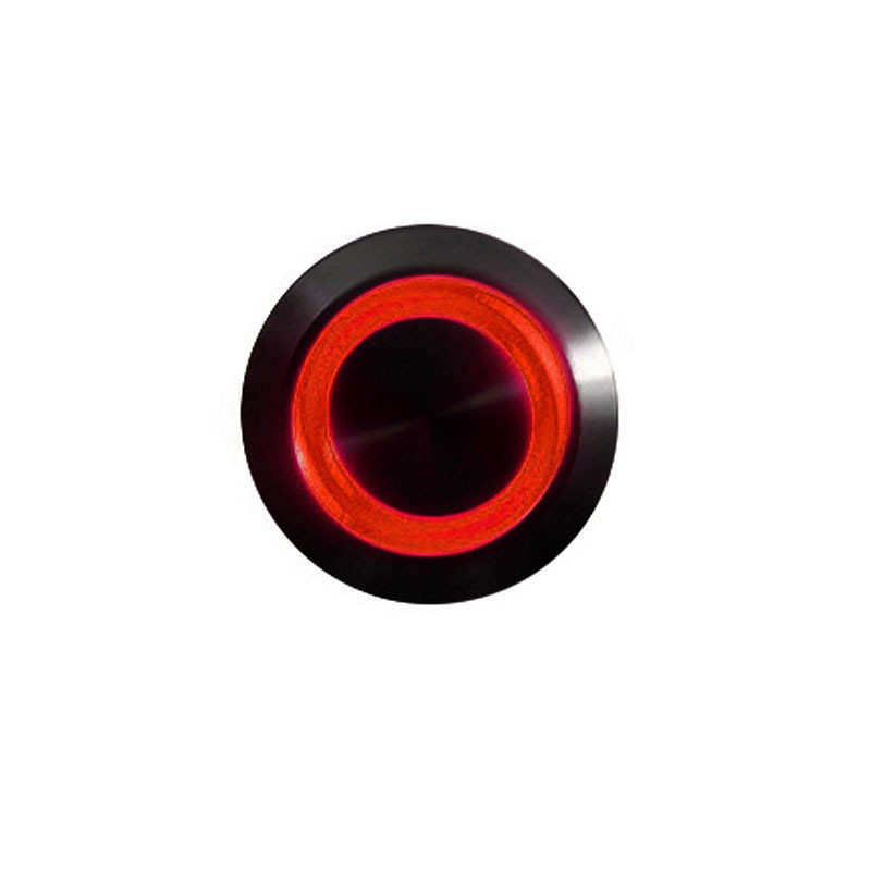 Przycisk 16 mm wandaloodporny niklowany czarny - podświetlanie led czerwone